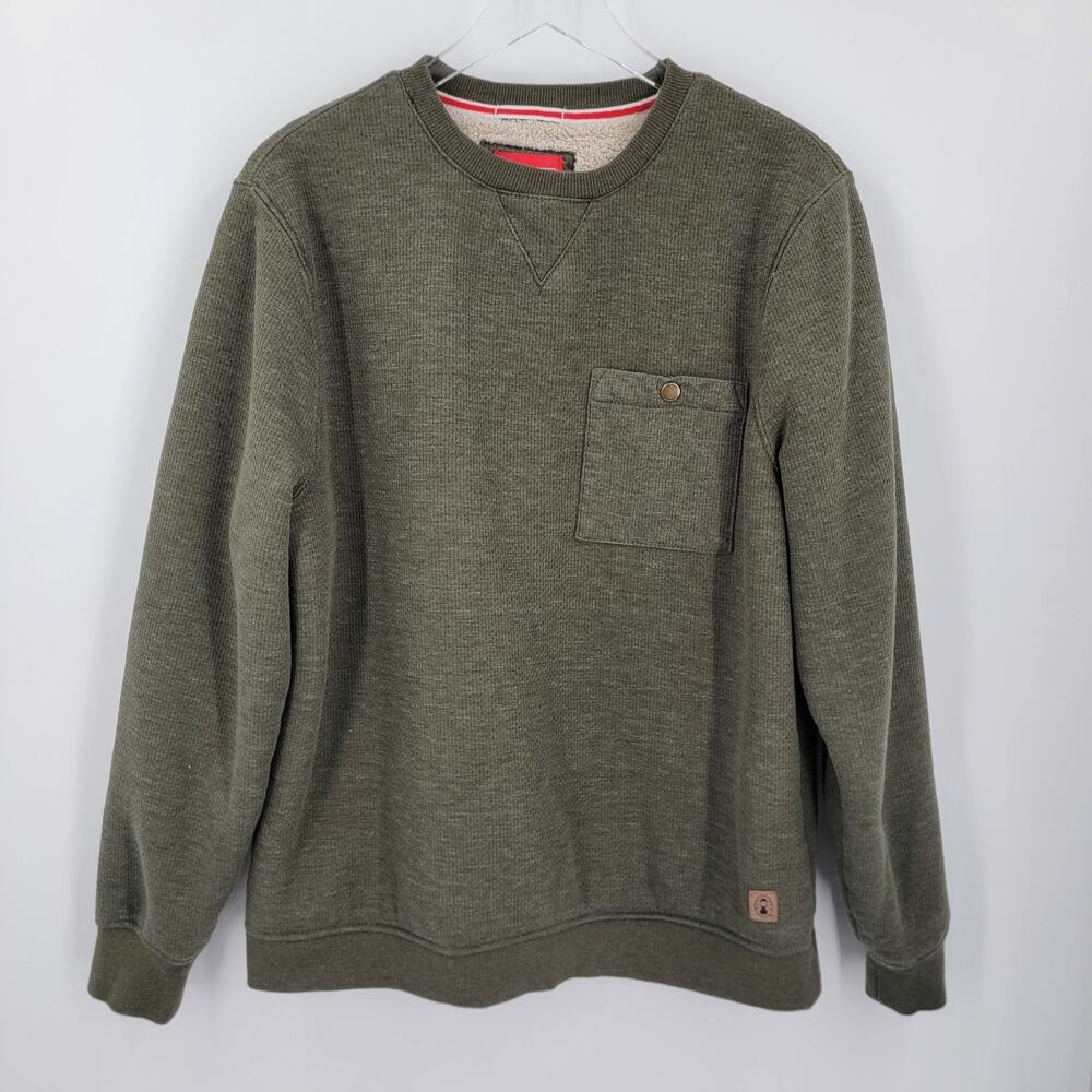 Coleman Sweatshirt Mens Large Sherpa Lined Chest Pocket Green